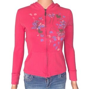 Mudd Pink Hoodie with Floral Peace Design